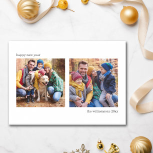 Moderne Zwei-Fotos Frohes Neues Jahr Familie Minim Feiertagskarte