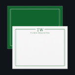 Moderne zwei Initialen mit hellgrüner Grenz-Geschi Mitteilungskarte<br><div class="desc">Dieses Design verfügt über eine dünne Doppelgrenze mit Platz für ein 2-Buchstaben-Monogramm und Namen/Text oben. Klicken Sie auf die Schaltfläche Anpassen, wenn Sie die Designelemente anpassen und/oder den Text weiter verändern möchten! Variationen dieses Designs, zusätzliche Farben sowie koordinierende Produkte sind in unserem Shop, zazzle.com/store/doodlelulu verfügbar. Kontaktieren Sie uns, wenn Sie...</div>