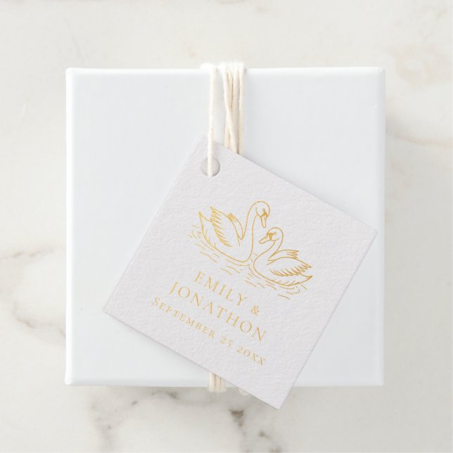 Moderne zwei Schwäne in der Liebe Danke Hochzeit Geschenkanhänger (Mit Box)