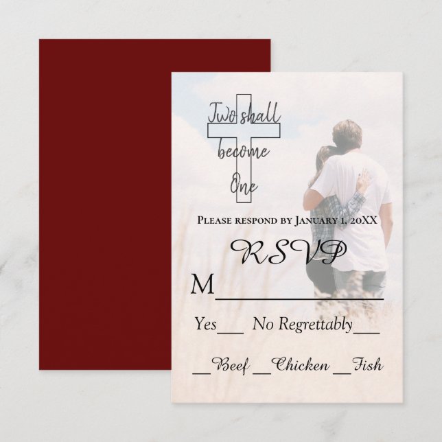 Moderne Zwei werden zu einer Foto-Hochzeit RSVP Karte (Vorne/Hinten)