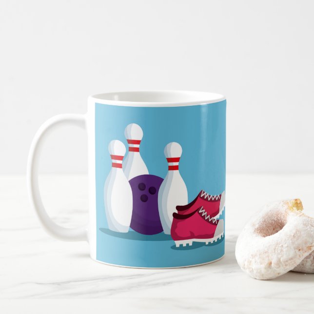 Moderner 10-Button-Bowling-Vergnügungssport Kaffeetasse (Mit Donut)
