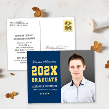 Moderner 2025 Graduate Navy Yellow Foto Abschluss