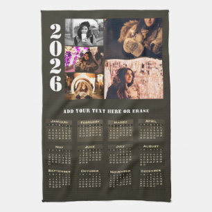 Moderner 2026 Kalender 5 Foto Collage Magnetkarte Geschirrtuch