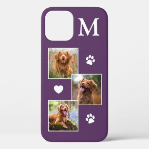 Moderner 3-Foto-Monogramm-Lila Katzen Haustier Hun Case-Mate iPhone Hülle
