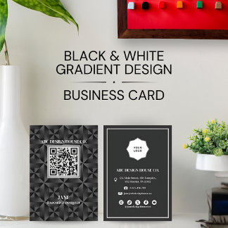 Moderner 3D-Gradient Black Beruflich QR-Code Visitenkarte