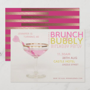 Moderner 40. BRUNCH BUBBLY Cocktail PINK GOLD Einladung