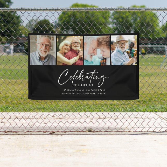 Moderner 4-Foto-Gedenkservice / Bestattungsbanner Banner (Insitu)