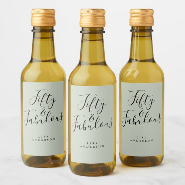 Moderner 50 fabelhafter grüner Individuelle Name 5 Weinetikett (Flaschen)