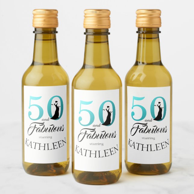 Moderner 50 fabelhafter Individuelle Name 50. Gebu Weinetikett (Flaschen)