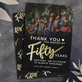Moderner 50. Geburtstag Gold schwarz 50 Drehbuch T Dankeskarte