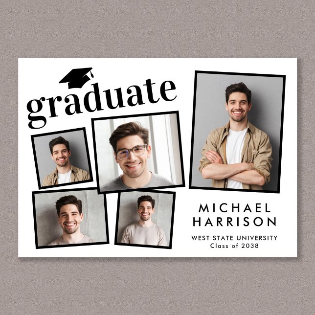 Moderner 5-Foto-Abschluss Ankündigung (Cherish the milestone: share your graduate's achievement with a custom photo graduation announcement)
