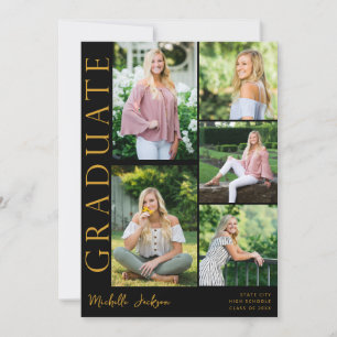 Moderner 5-Foto-Abschluss - Schwarz Einladung