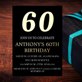 Moderner 60. Geburtstag Black Gold Foil QR Code Folieneinladung