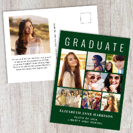 Moderner 8 Foto Grüner Abschluss Ankündigungspostkarte