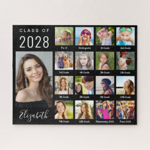 Moderner Abschluss 17 Foto Collage Script Schwarz
