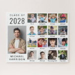 Moderner Abschluss 17 FotoCollage<br><div class="desc">Abschluss-Sake-Puzzle mit einer Collage aus 17 Fotos des Absolventen während ihrer Schuljahre. Fügen Sie unter jedem Foto Ihre personalisierten Untertitel hinzu.</div>