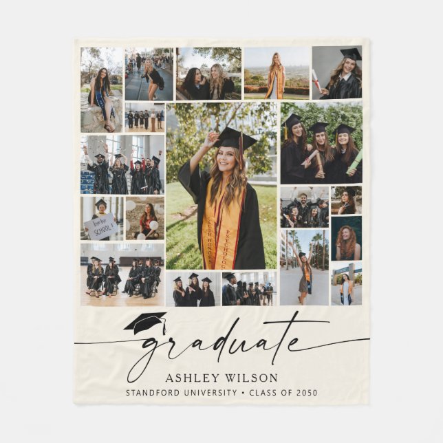Moderner Abschluss 19 Foto Collage Graduate Fleecedecke (Vorderseite)