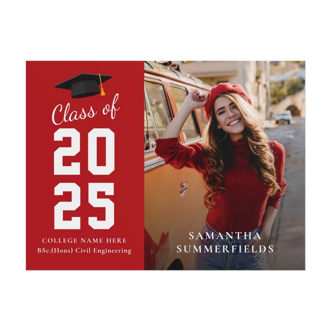 Moderner Abschluss 2025 Foto Modernes Grad Party Poster (Modern Graduation 2025 Photo Modern Grad Party Poster)