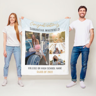 Moderner Abschluss 2025 Fotocollage Keepake Fleecedecke