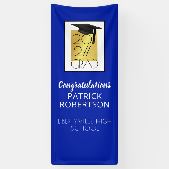 Moderner Abschluss 20XX GRAD Royal Blue & Gold Doo Banner (Vertikal)