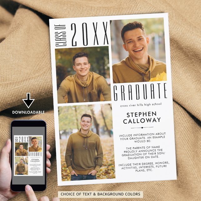 Moderner Abschluss 3 Fotos Minimalistische Typogra Ankündigung (Von Creator hochgeladen)