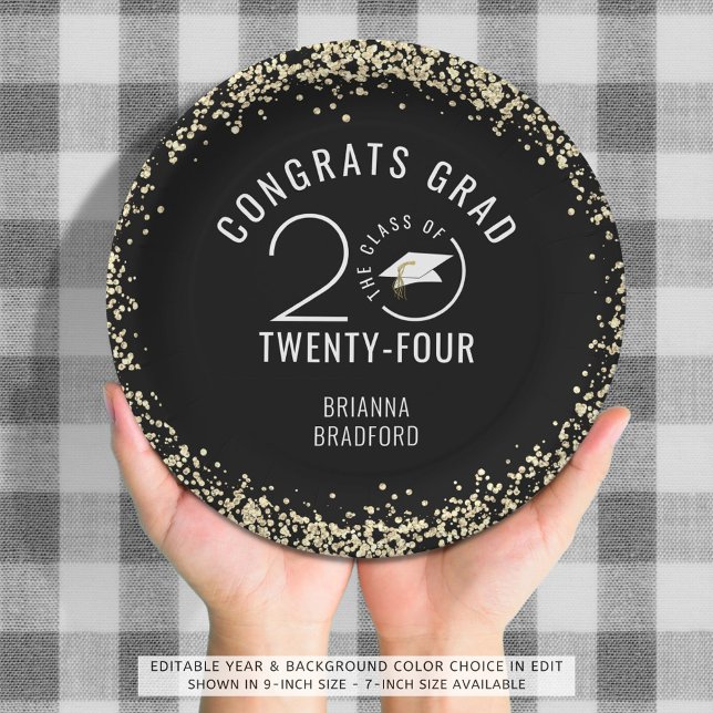 Moderner Abschluss Black Imitate Gold Glitzer Pappteller (Von Creator hochgeladen)