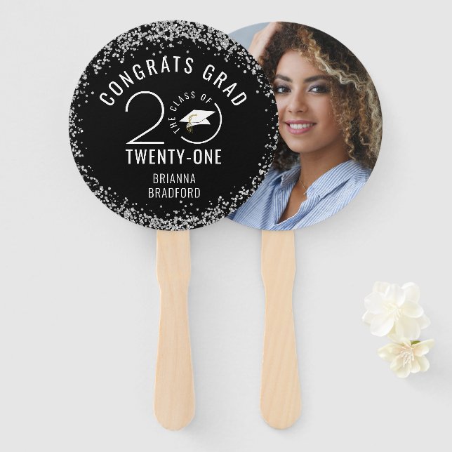 Moderner Abschluss Black Stylish Class Year Fächer (Vorne und Hinten)