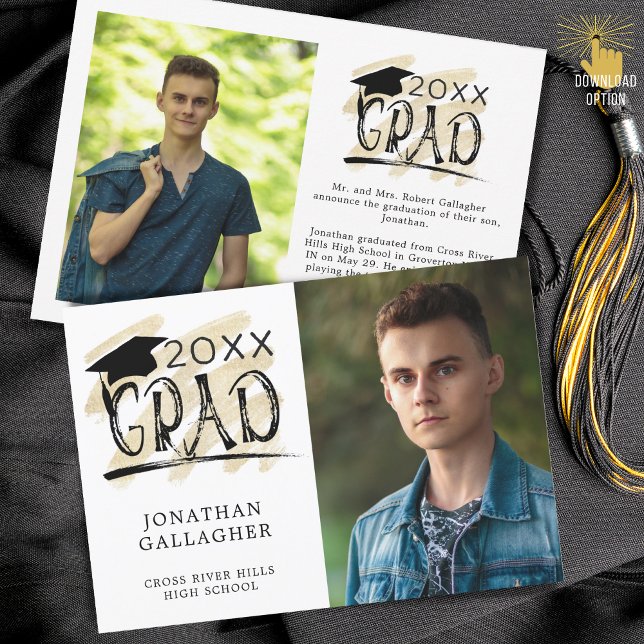 Moderner Abschluss Brush Typografie Grad 2 Fotos Ankündigung (Von Creator hochgeladen)