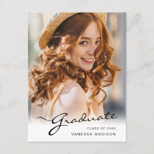 Moderner Abschluss Elegantes Script Trendy Foto Postkarte