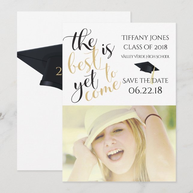 Moderner Abschluss für Fotovorlagen Save the Date Einladung (Vorne/Hinten)