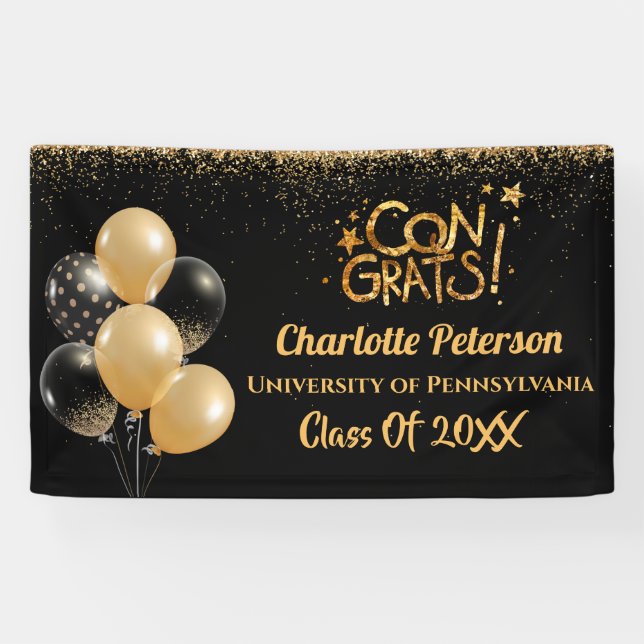 Moderner Abschluss für Schwarz und Gold Glitzer  Banner (Horizontal)