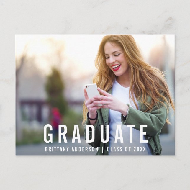 Moderner Abschluss | Graduate Foto Party Einladung (Vorderseite)