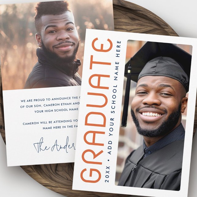 Moderner Abschluss Jahr Foto Hochschulabsolvent Ankündigung (Modern graduation year photo graduate announcement)