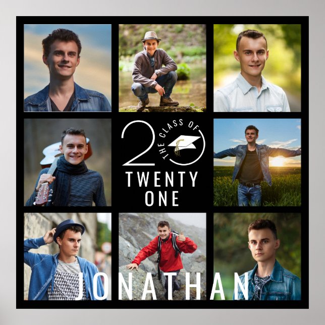 Moderner Abschluss Klasse Jahr 8 Name der Fotocoll Poster (Vorne)