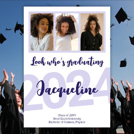 Moderner Abschluss Lila Skriptfotografie Einladung