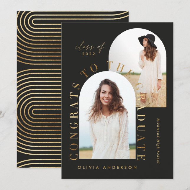 Moderner Abschluss mit schwarzer geometrischer Meh (Vorne/Hinten)