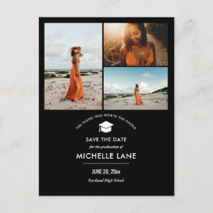 Moderner Abschluss Save the Date Grad Hat Foto Postkarte