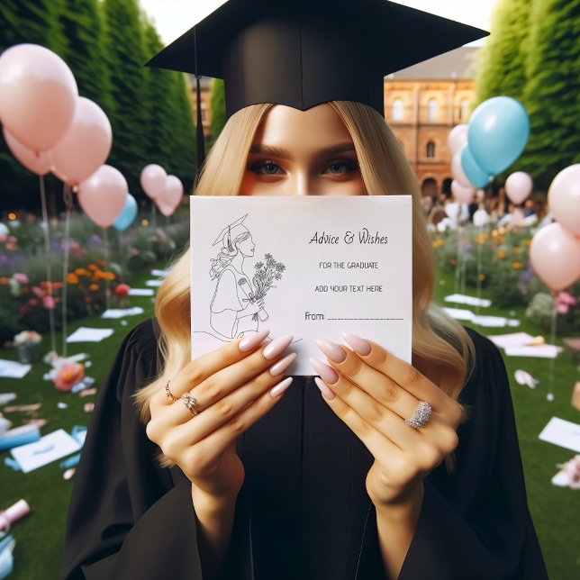 Moderner Abschluss Schwarz-Weiß-Graduierte Begleitkarte (Von Creator hochgeladen)