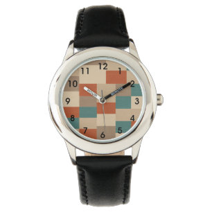 Moderner Abstrakt geometrischer Block in Aquamarin Armbanduhr