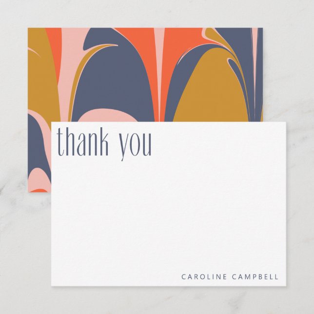 Moderner Abstrakter Blue Red Gold Custom Abschluss Dankeskarte (Vorne/Hinten)
