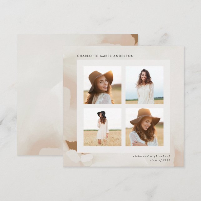 Moderner abstrakter Collage-Absolvent mit minimale Einladung (Vorne/Hinten)