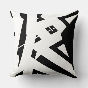 Moderner abstrakter Designer aus Weiß und Schwarz Kissen