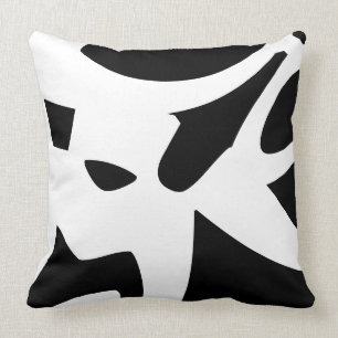 Moderner abstrakter Designer aus Weiß und Schwarz Kissen