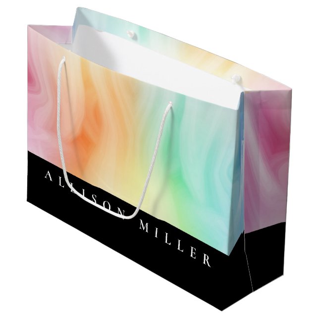 Moderner Abstrakter Designer Watercolor Personalis Große Geschenktüte (Vorderseite Schrägansicht)