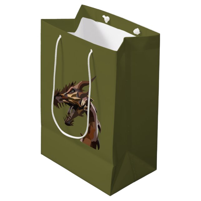 Moderner Abstrakter Drache Mittlere Geschenktüte (Vorderseite Schrägansicht)
