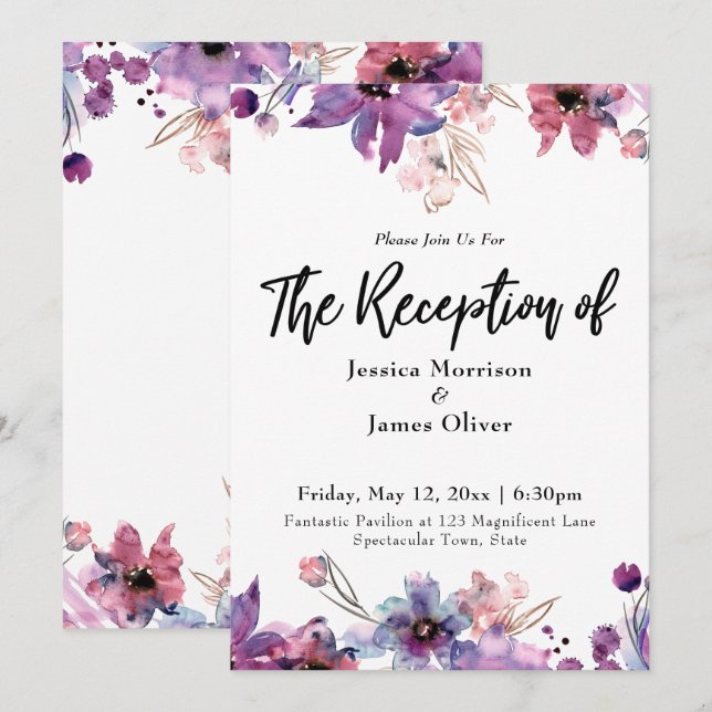 Moderner Abstrakter floraler Empfang Einladung (Vorne/Hinten)