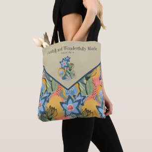 Moderner Abstrakter Floraler Psalm 139:14 Tote Tasche