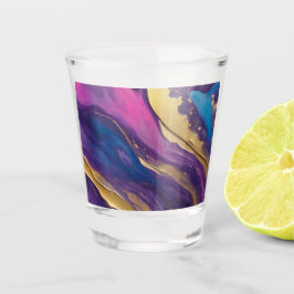 Moderner Abstrakter Fluss Art - Blau Lila rosa Gol Schnapsglas