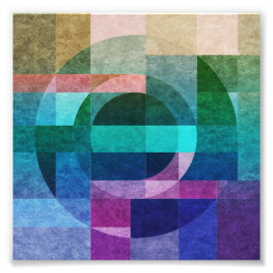 Moderner abstrakter geometrischer Blaugrün-rosa Kr Fotodruck