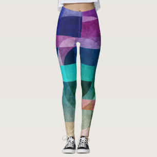 Moderner abstrakter geometrischer Blaugrün-rosa Kr Leggings